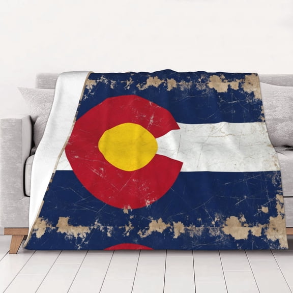 Throw Blanket Colorado-Flag Print Soft Cozy Fleece Flannel Blanket Home Decor for Couch Sofa Bed 80"x60"