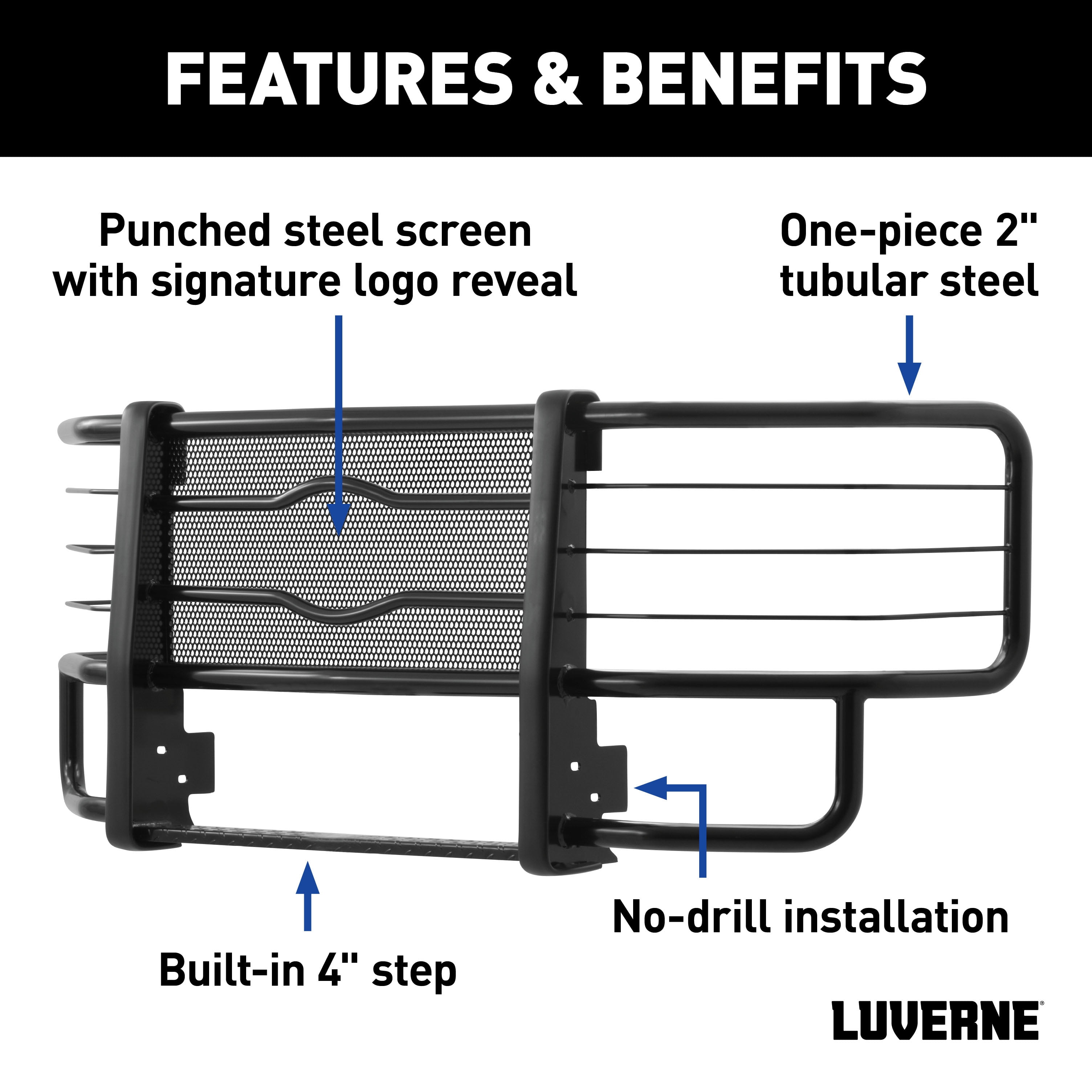 LUVERNE 320713-321610 Prowler Max Custom Black Steel Truck Grille Guard, Select Chevrolet Silverado 1500 Fits select: 2019 CHEVROLET SILVERADO LD