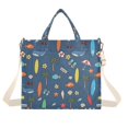 thumbnail image 7 of FORMRS Womens Corduroy Tote Bag Crossbody Shoulder Purse Handbag with Detachable Strap, Blue Beach Pattern, 7 of 7
