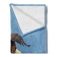 thumbnail image 2 of Idaho Soft Flannel Fleece Blanket, American Bald Eagle Coeur d'Alene Wildlife Bird Type State Sign Photo, Cozy Plush for Indoor and Outdoor Use, 70" x 90", Olive Green and Sky Blue, by Ambesonne, 2 of 5