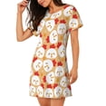 thumbnail image 2 of Vsdgher Motif Poulet Dessin Animé Chemise de Nuit à Manches Courtes Col Rond Mignonne Robe de Nuit Confortable, 2 of 6