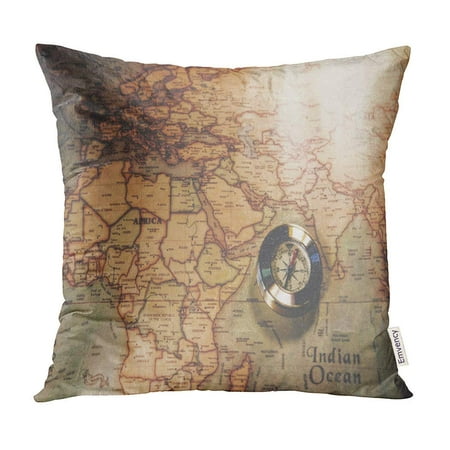 ECCOT Golden and The Map Travel Navigation is in Public Domain Source Library Pillow Case Pillow Cover 16x16