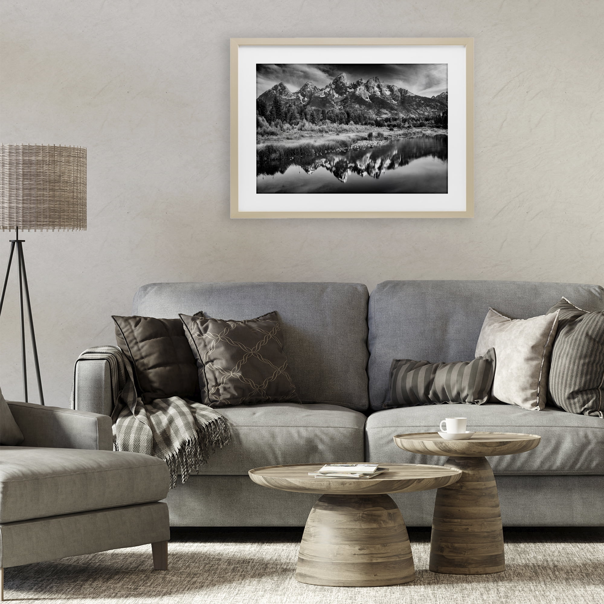 Stupell Industries Teton Mountain Reflections Birch Framed Print Under Glass, design by Rick Berk