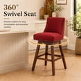 thumbnail image 4 of SESSLIFE Red Bar Stools with Back Set of 2, 26" Counter Height Swivel Bar Stools, Upholstered Farmhouse Counter Stools with Solid Wood Legs, Bar Chairs for Kitchen Island & Home, 4 of 11