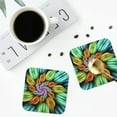 thumbnail image 4 of Vsdgher Hippie Style Print Leather Coasters for Drinks, Durable Drink Coasters 4 Set for Tabletop Protection, Luxurious Home Décor and Housewarming Gift-Square, 4 of 6