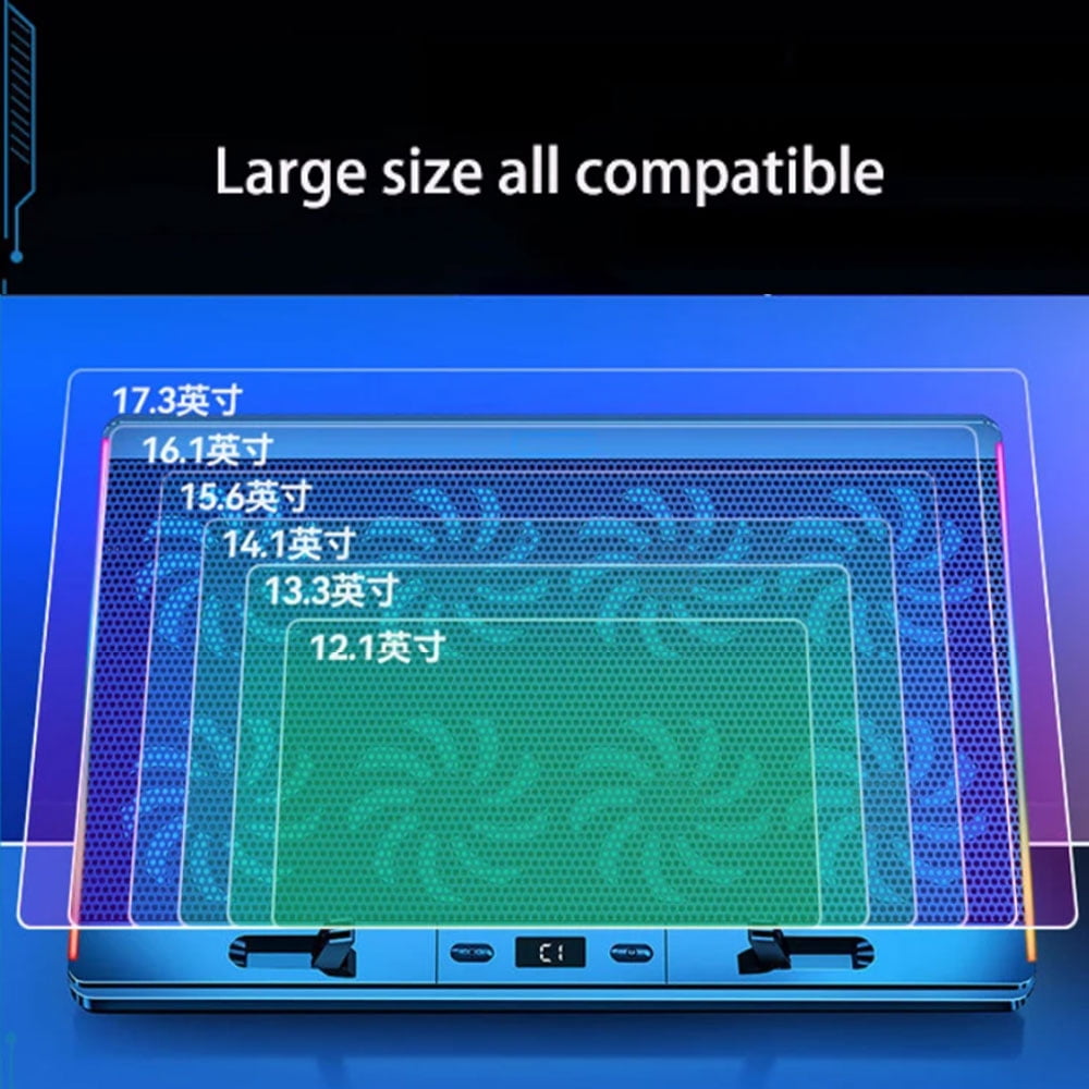RGB Laptop Radiator 8 Fans LED Screens 2 USB Ports High-speed Rotation Silent Motor Cooler Laptop Stand Multiple Laptop Sizes