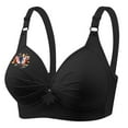 thumbnail image 3 of Women's Wireless Bra Plus Size Breathable Daily Underwear Small Print Bra Black XS-4XL, 3 of 5