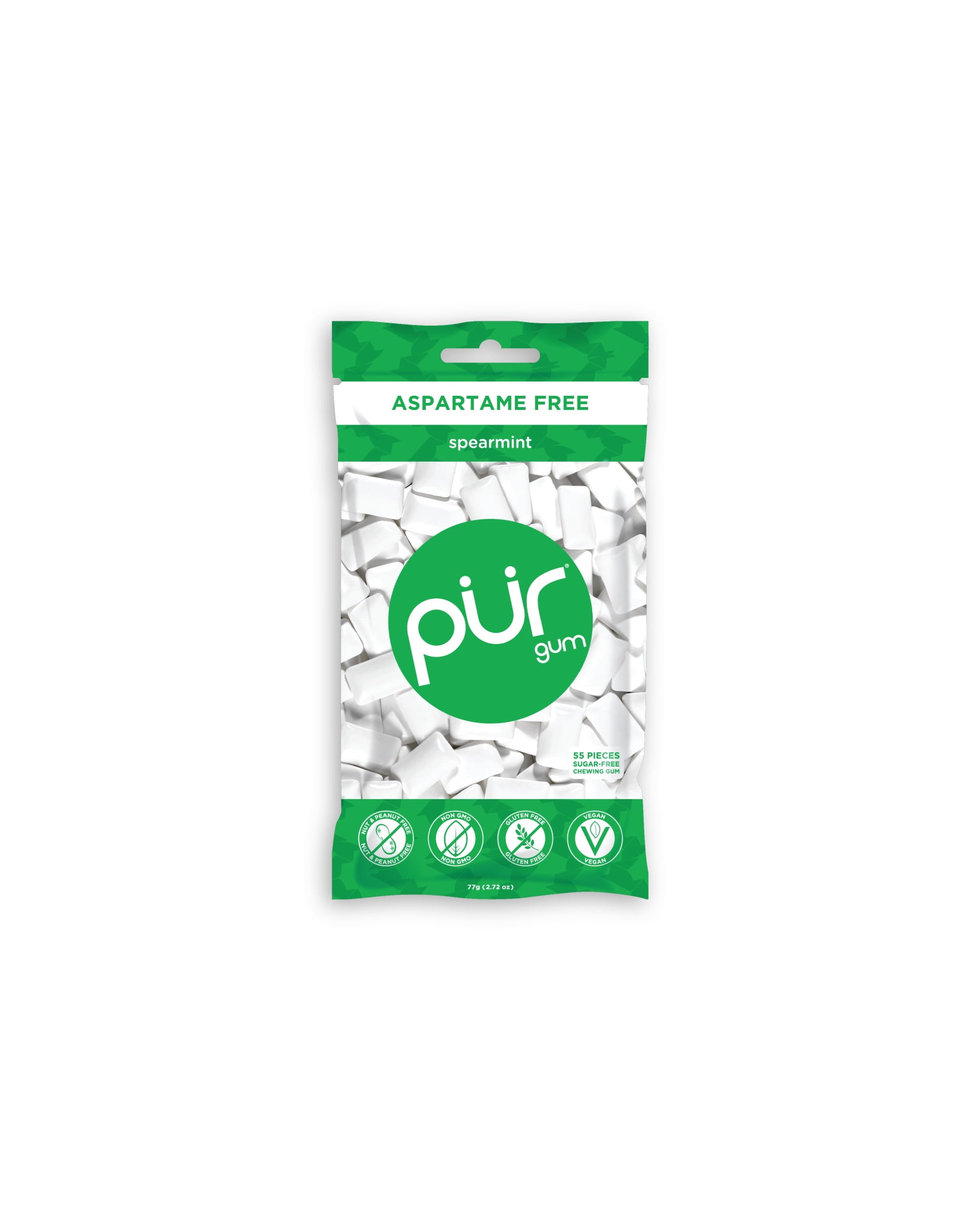 PUR Gum Sugar Free Chewing Gum with Xylitol - Natural Spearmint Flavor - 55 Pieces (Pack of 1)