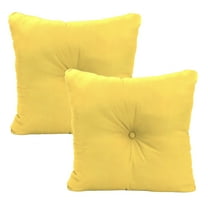 Jordan Manufacturing 23.5" x 24" Canvas Butter Yellow Solid Square Tufted Outdoor Deep Seat Chair Back Cushion with Fabric Button (2 Pack)