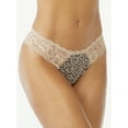 thumbnail image 2 of Joyspun Women's Microfiber and Lace Thong Panties, 3-Pack, Sizes XS to 3XL, 2 of 2