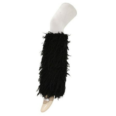 Lady's Furry Leg Warmers With Ball Tassels - Yelete Fluffy Boot Cover (Black)