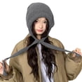 thumbnail image 5 of MEICHEN Cute Thickened Warm Ear Protection Wool Cold Proof Knitted Bomber Hat for Women Winter Thermal Beanie Hat, 5 of 6