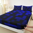 thumbnail image 3 of Feelyou Blue Pixelate Miner Bed Sheets, Stereoscopic Square King Sheets, Chic Honeycomb Abstract Sheet Set, Microfiber Bedroom Decor, 4 Pieces, 3 of 7