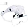 thumbnail image 1 of Lupa de diadema manos libres, lupa de cabeza con carga USB y luz LED para joyería, manualidades, relojes y pasatiempos. 5 lentes: 1.0X, 1.5X, 2.0X, 2.5X, 3.5X (versión mejorada)., 1 of 8