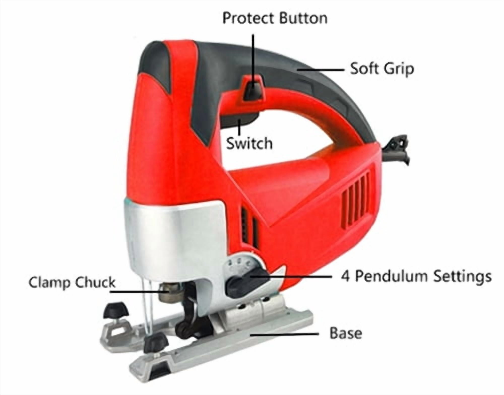 Cordless Orbital Jigsaw, 3.3A 240V 3.15" Wood Cutting and 10mm Steel, 750W Variable Speed ​​0-3000rpm Electric Jig Saw