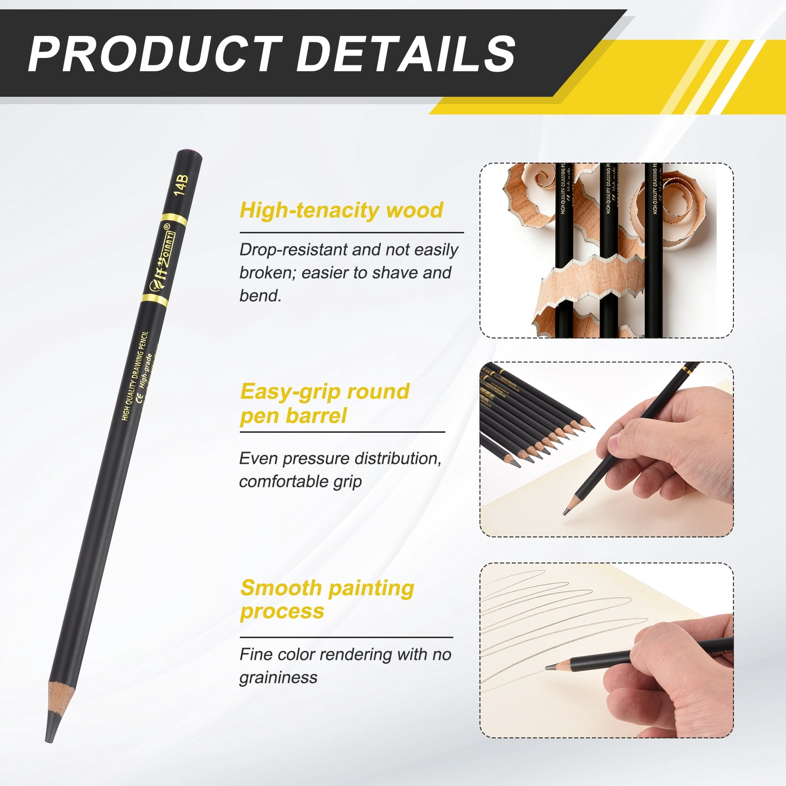 Uxcell 14B Sketch Pencils for Drawing, 24Pcs Professional Art Drawing Pencils Graphite Wood Art Supplies Break-Resistant for Artists Beginners Shading Sketching Doodling, Dark Purple