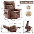thumbnail image 2 of Dual Motor Power Lift Recliner Chair for Elderly, Lay Flat Leather Lift Chair with Massage and Heat, USB & Type C Ports, Electric Recliner Chairs for Seniors One Touch Reset, Brown, 2 of 8