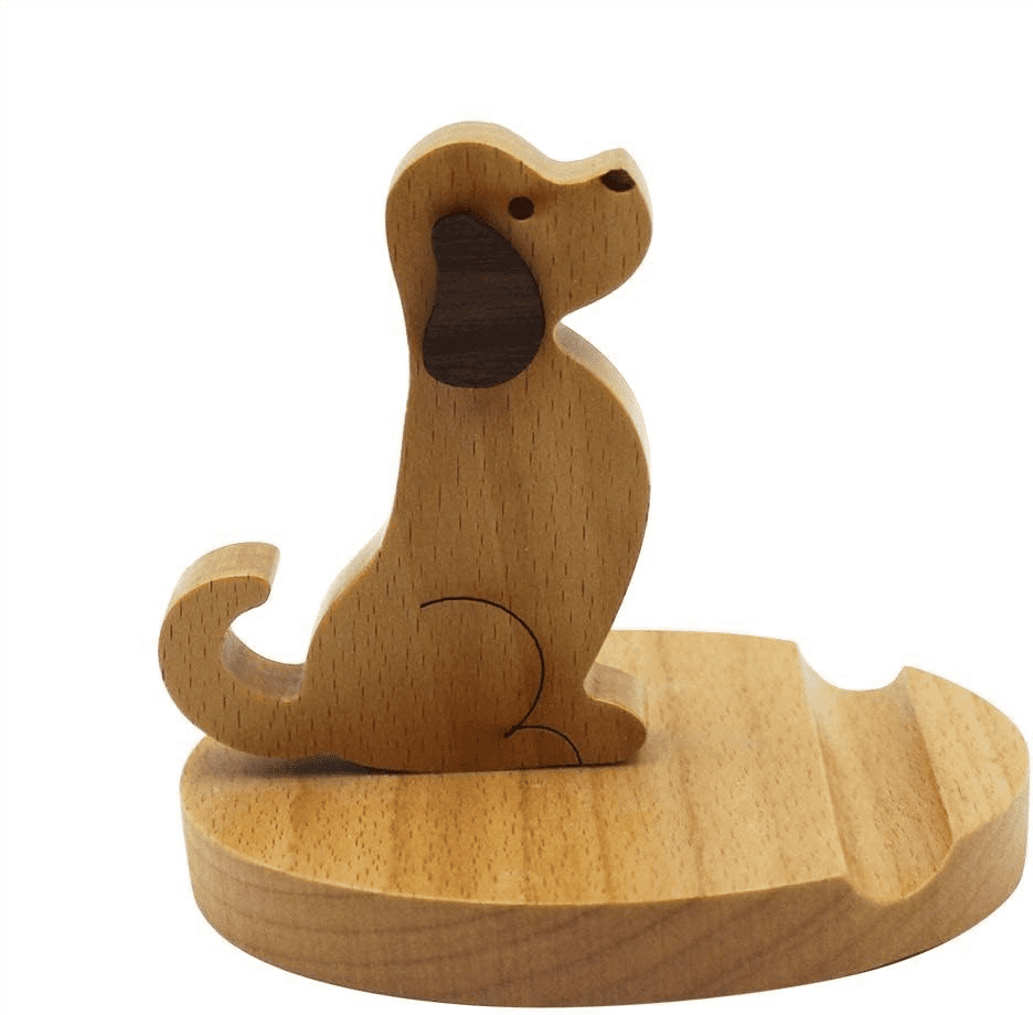 Genérica Soporte De Madera Para Celular Perrito Chocolate