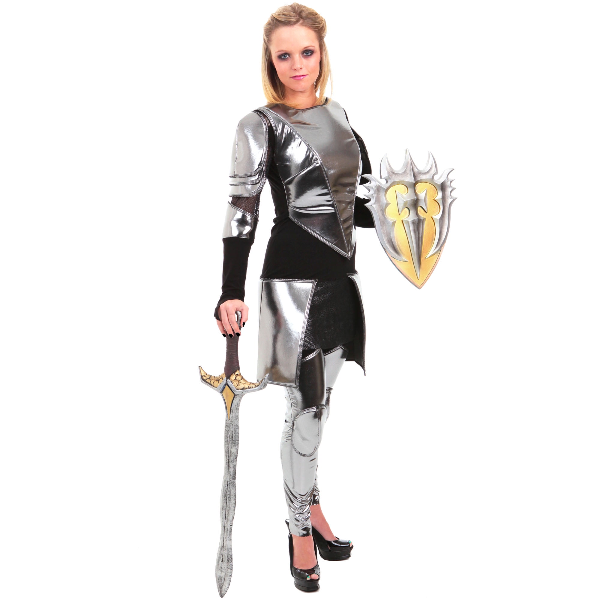 A Knight To Remember Medieval Silver Adult Womens Halloween Costume.