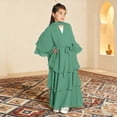 thumbnail image 2 of EnJoCho Musli𝗆 Girls Abayas Dress for Kids Long Sleeve Chiffon Islami𝖼 Kaftan Robe Open Front Cardigan Prayer Dress with Hijab, 2 of 7