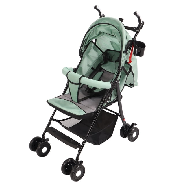 Cochecito Plegable Con Arnés, Cochecito De Viaje Plegable Para Bebé, Ruedas Universales Verdes, Arnés De 5 Puntos Para Exteriores Para Bebés