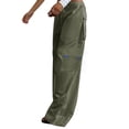 thumbnail image 1 of Kmbangi Women Casual Wide Leg Pants Drawstring Low Waist Solid Color Loose Trousers with Pockets, 1 of 2