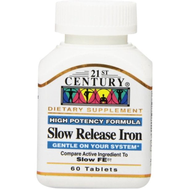 21st Century Slow Release Iron High Potency, Gluten Free, 60ct, 12-Pack