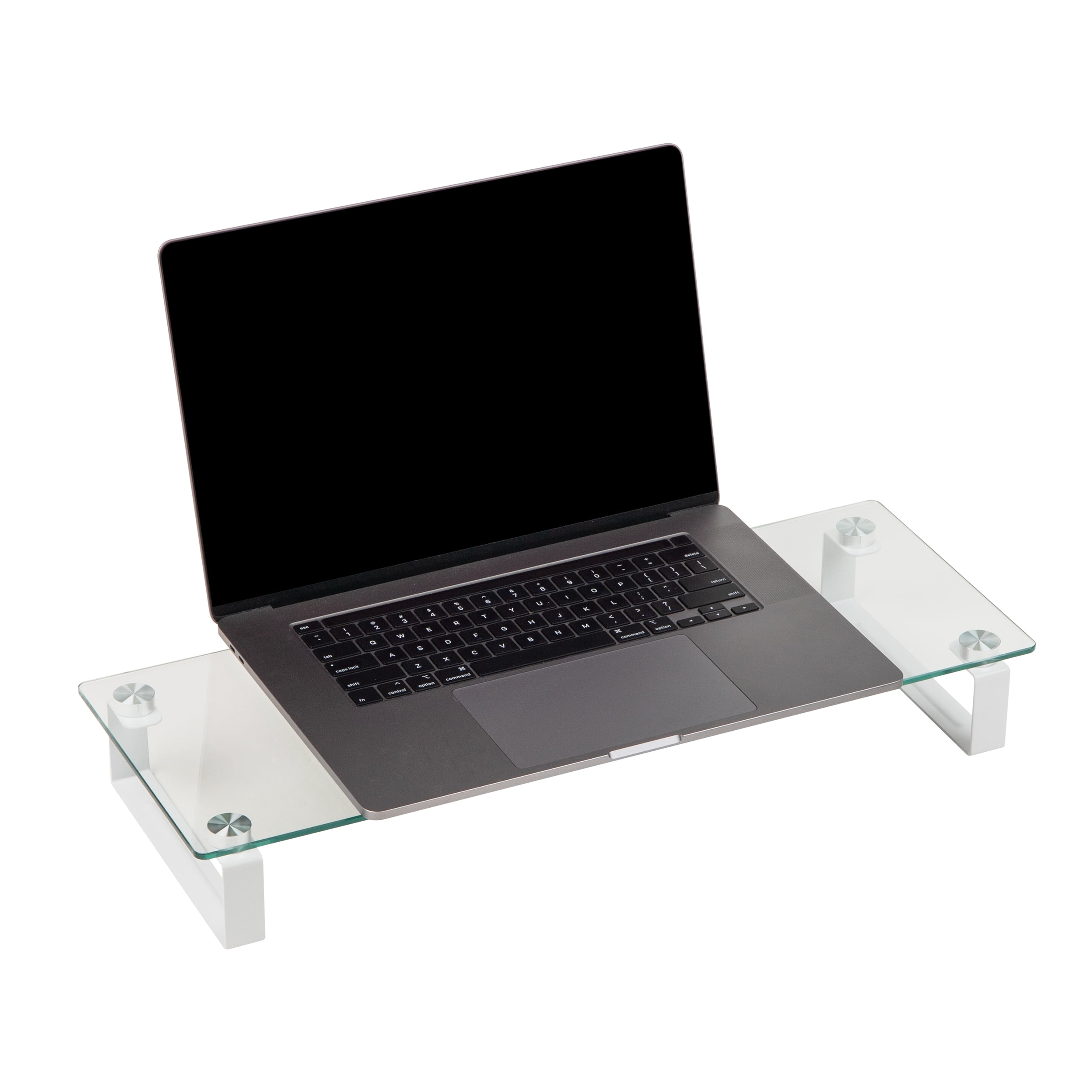 Mind Reader Monitor Stand, Contemporary, Desktop Organizer, Laptop Riser, Office, Glass, Clear