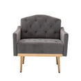 thumbnail image 2 of Accent Chair with Tufted Stitching Details and Metal Legs Gray and Gold, 2 of 5