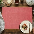 thumbnail image 2 of Placemats Set of 6, Coral Red Linen Place Mats Farmhouse Pure Color Tablemats Washable Placemat Table Decoration for Kitchen Table Dinner Party Home Decor Indoor Outdoor 13x19 Inch, 2 of 9