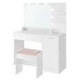 thumbnail image 1 of VASAGLE Vanity Desk with Mirror and Lights, 43.3-Inch Wide Makeup Vanity with Upholstered Vanity Stool, Power Outlets, Dimmable LED Lights, Storage Drawer, for Bedroom, Cloud White, 1 of 6
