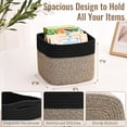 thumbnail image 4 of Natubeau 3 Pack Woven Storage Basket, 9"x9"x7" Cotton Rope Woven Baskets for Organizing, Cube Storage Bins for Shelves, Black & Brown, 4 of 10