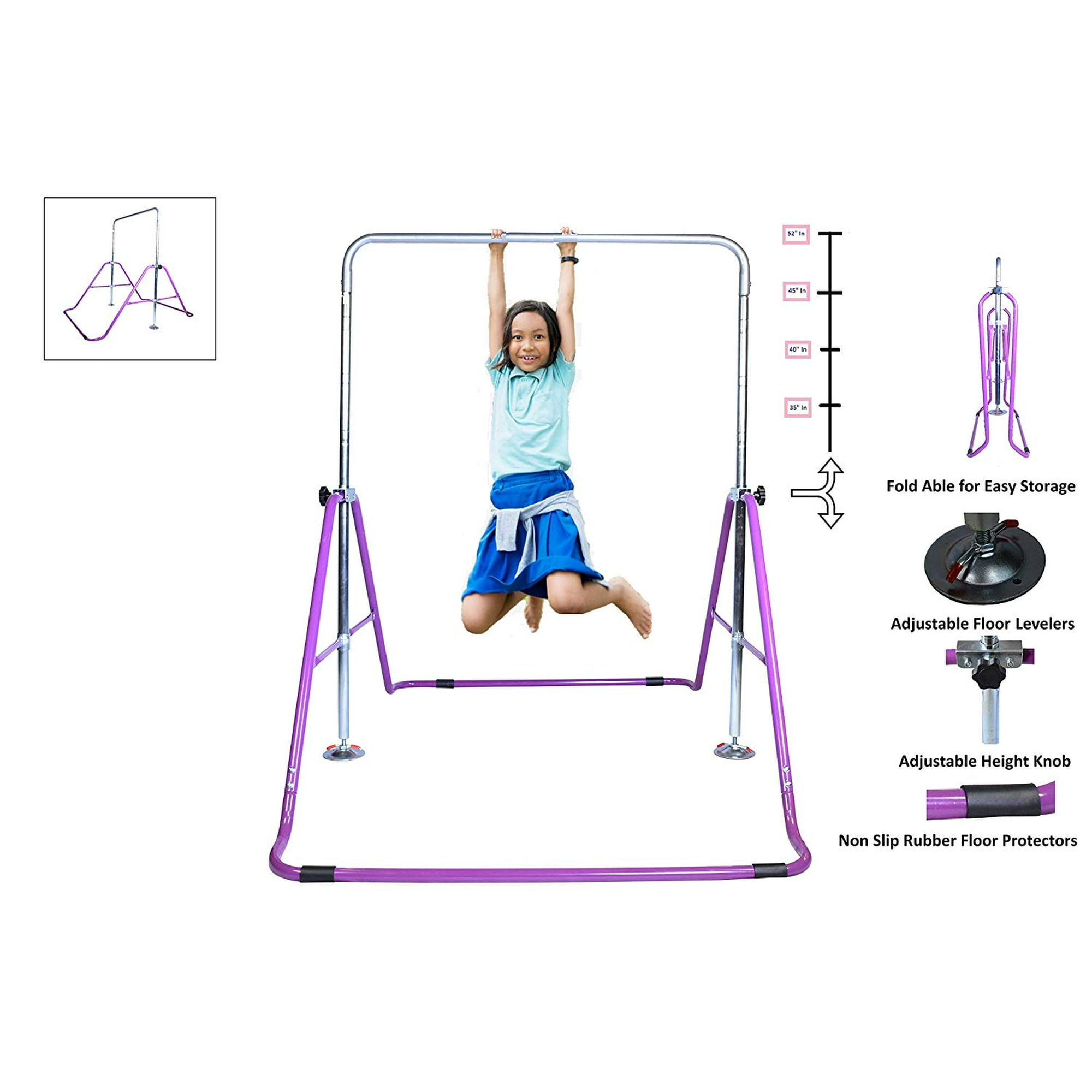 Kids Jungle Gym Monkey Bars Gymnastics Horizontal Kip Bar Athletic Bar Climber Adjustable Height Purple Walmart Canada