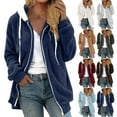 thumbnail image 5 of Women's Fleece Jacket Fuzzy Sherpa Hooded Winter Coats Full Zipper Casual Blanket Coats 2025 Cardigan Sweaters with Pokets, 5 of 6