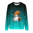 thumbnail image 4 of DOSUKRAI Womens Halloween Sweatshirt Spooky Season Funny Long Sleeve Graphic Crewneck Pullover Tops Cute Ghost Sweater Light Blue,XXL, 4 of 9