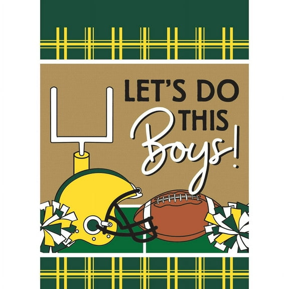 Magnolia Gardens M010091 13 x 18 in. Double Applique Football Bay Green & Gold Polyester Garden Flag