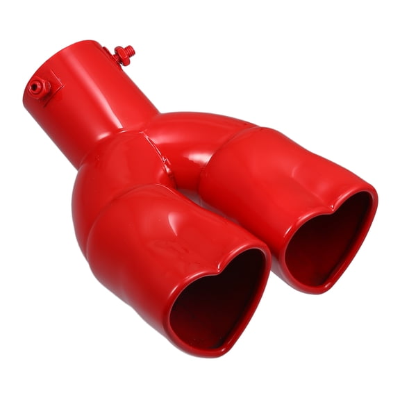 Car Exhaust Tip Heart Shaped Tail Pipe 2.48" OD 2.64"x2.36" Outlet 8.54" Length Curved Red