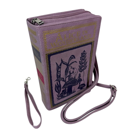 Things2Die4 Things2die4 Alice in Wonderland Book-Shaped Crossbody Bag in Lavender Vinyl