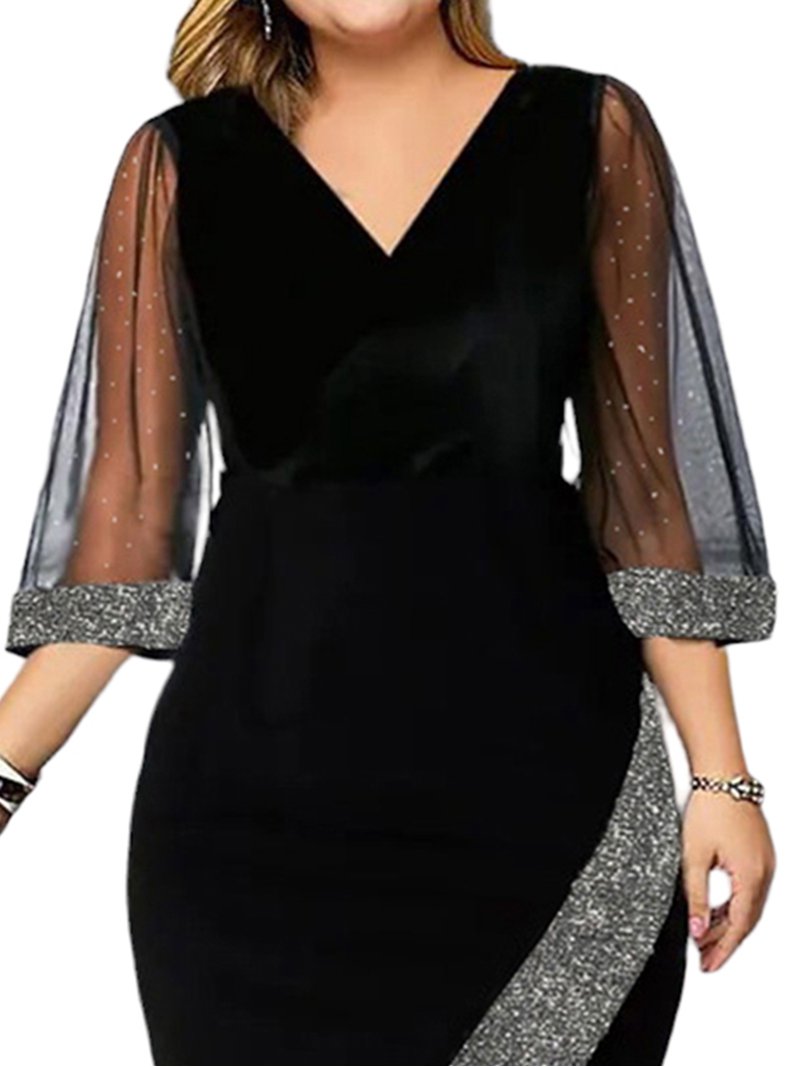 ORQ Women Oversized Velvet Irregular Silver Edge See Through Mesh Dress -  Walmart.com