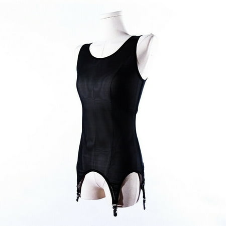 

Liveday Sheer Mesh Vest Bodysuit with 6 Straps Garter Belt Night Lingerie Women New