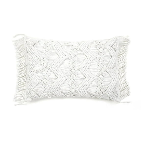 Lush Decor Studio Chevron Macrame Decorative Pillow Cover White