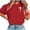Red, variant on Rutainlusire Womens Trendy Daily Cross Printed Loose Blouse Tops Women's Printed T-Shirt Short Sleeved Round Neck Pullover Casual Fashionable Top