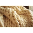 thumbnail image 2 of Chunky Knit Wool Merino Blanket , Boho Bedroom Home Decor, 2 of 3