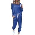 thumbnail image 1 of Conjunto de jogging de 2 piezas para mujer: camiseta de manga larga y pantalones de chándal con cordón. Conjunto informal de poliéster para todas las estaciones., 1 of 4