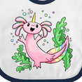 thumbnail image 4 of Inktastic Axolotl Unicorn with Rainbow Tail, Bubbles and Seaweed. Boys or Girls Baby Bib, 4 of 4
