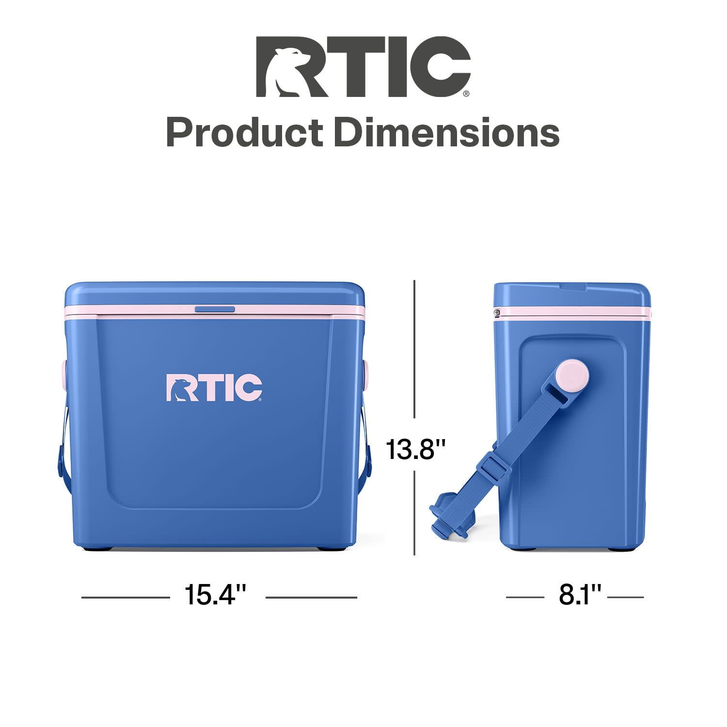 RTIC 16 QT Hard-Sided Ice Chest Cooler, Fits 20 Cans, Road Trip, Pond/Pale Pink