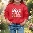 thumbnail image 2 of Big Girl' Active Sweat Pullover Sweatshirt Cute Casual Long Sleeve Crewneck Pullover with Print Autumn Winter Outfit Size 9-10T ,Red, 2 of 5