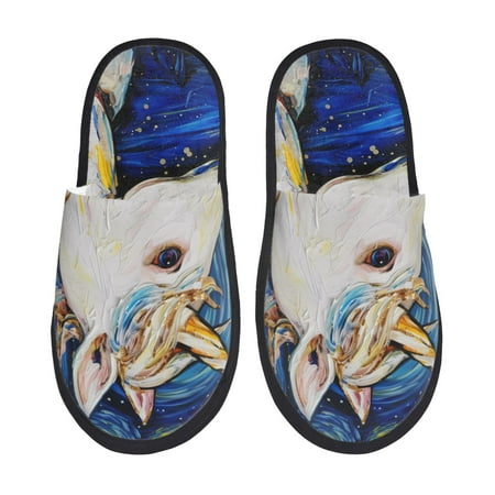 Balery Starry White Horse Slient Indoor Furry Fleece Comfort House Shoes Soft Non-Slip Home Shoes Cotton slippers House Slippers-- Medium