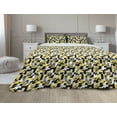 thumbnail image 1 of Yellow and White Comforter & Sham Bedding Set, Geometric Design with Triangles Squares and Houndstooh Inspiration, 3 pcs Duvet Set Microfiber Filling Quilt, 5 Sizes, Yellow Grey Black, by Ambesonne, 1 of 4