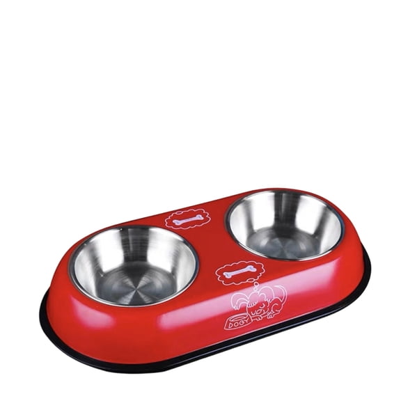Stainless Steel Double Pet Bowls for Dogs and Cats, Automatic Gravity Water Dispenser and Feeder Station, Non-Slip Base Stand, Small Size Metal Food Dish